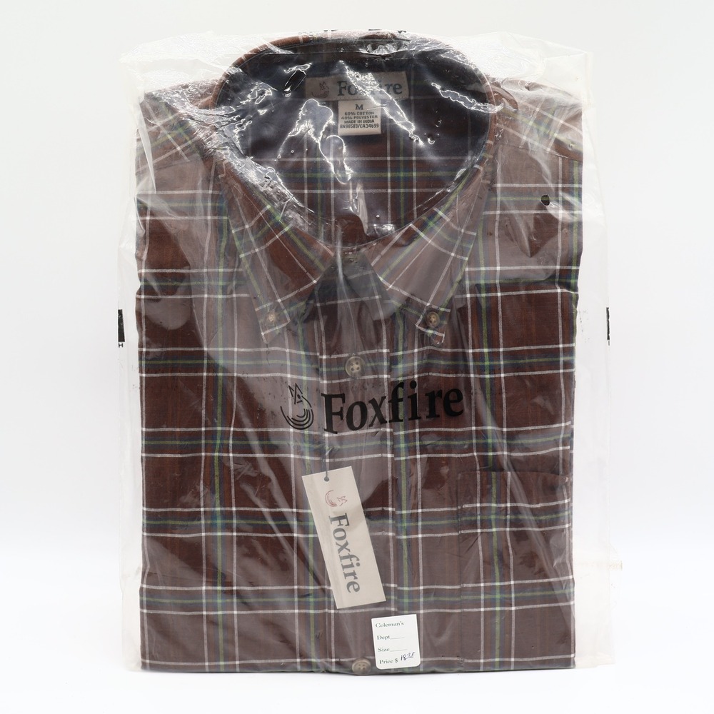 Foxfire Mens M Brown Plaid Button Front Shirt NWT NOS